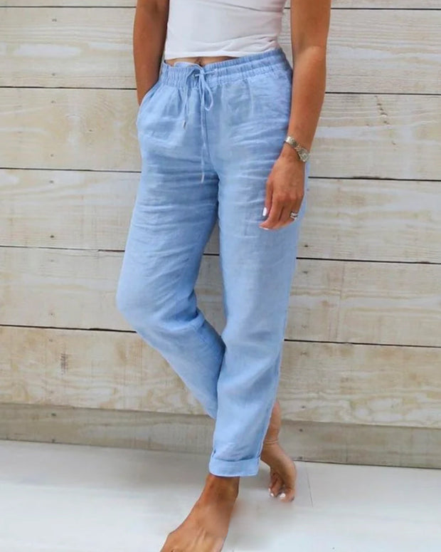 Pantalones de ocio para mujer - Cordón - Cropped