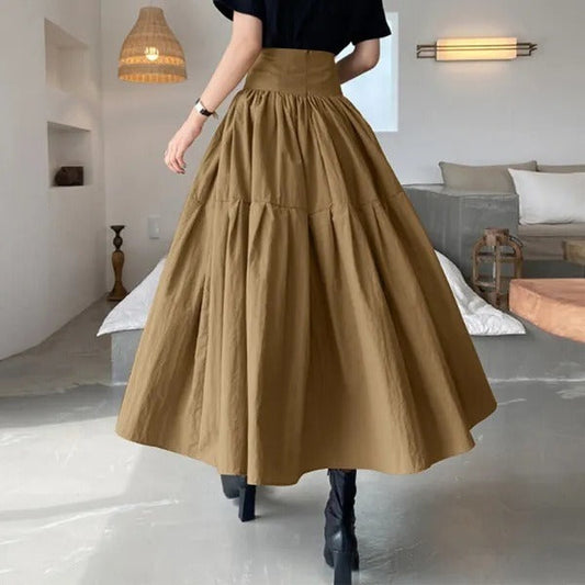 Falda larga para mujer cintura elástica estilo plisado amplio - Mireya