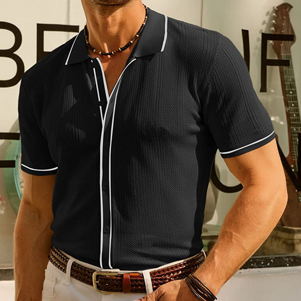 Polo hombre punto calado contraste - Lorenzo