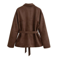 Chaqueta de ante con cinturon para mujer - Avelise