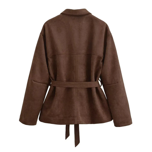 Chaqueta de ante con cinturon para mujer - Avelise