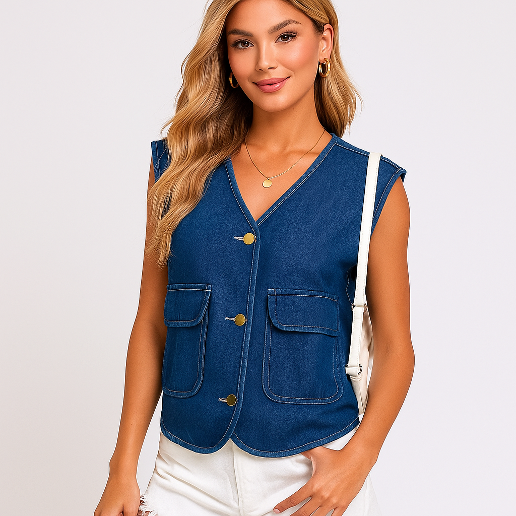 Chaleco denim para mujer estilo casual - Fiorenne