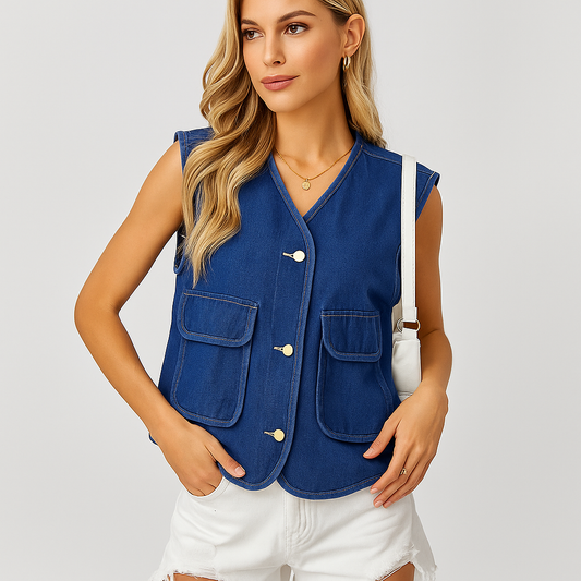 Chaleco denim para mujer estilo casual - Fiorenne