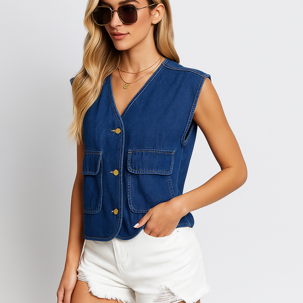 Chaleco denim para mujer estilo casual - Fiorenne