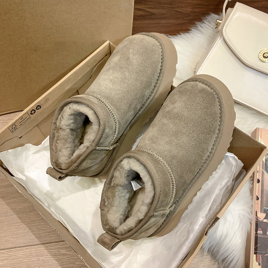 Botines de invierno para mujer en ante con suela gruesa - Helena