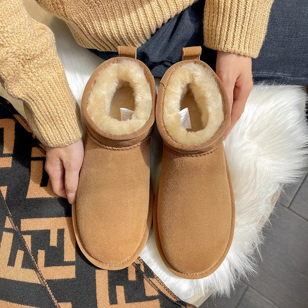 Botines de invierno para mujer en ante con forro de lana - Emilia