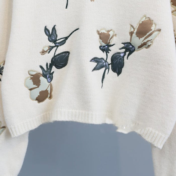 Jersey de punto para mujer con bordado floral - Adrienne