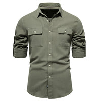 Camisa para hombre de algodón bolsillos frontales estilo casual - Nicolás