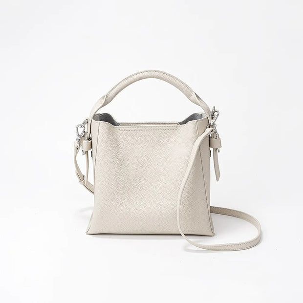 Bolso bucket para mujer de piel auténtica diseño estructurado - Celeste