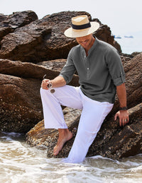Camisa para hombre cuello mao algodón ligero estilo casual - Adrián