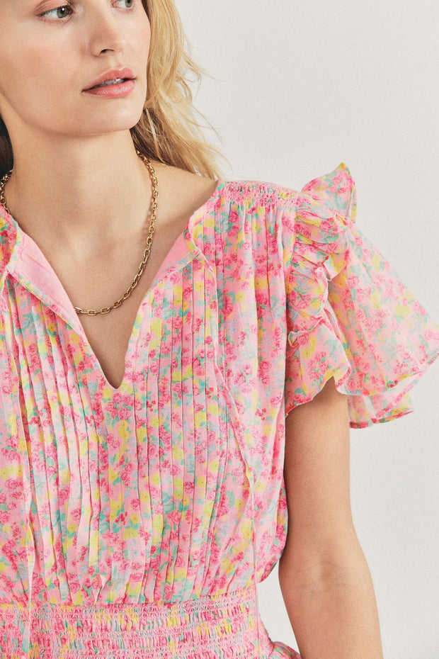 Ella - Sweet Style Minivestido con volantes y estampado floral
