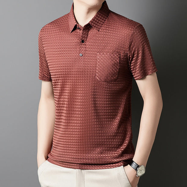 Polo para hombre de tejido geométrico con bolsillo frontal - Marcelo