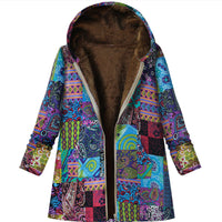 Abrigo capucha para mujer estampado retro térmico - Luny