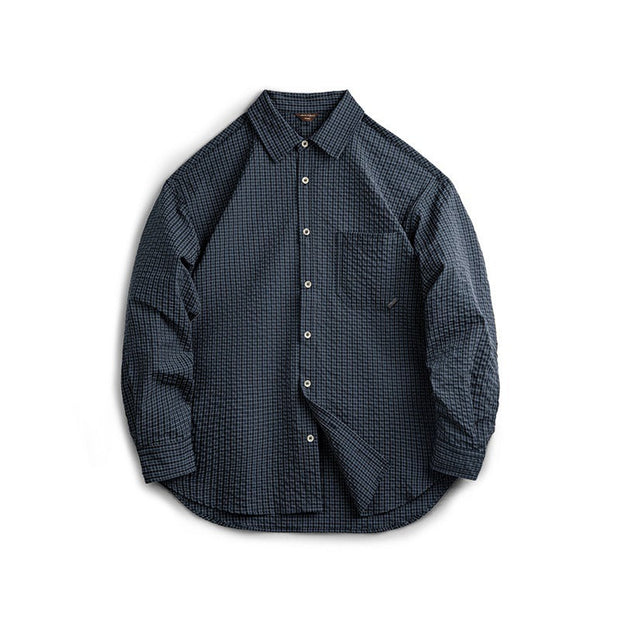 Camisa manga larga hombre algodón con coderas estilo retro - Simón