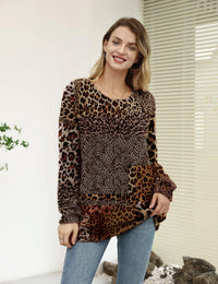 Teva - Jersey de manga larga con cuello redondo y estampado animal