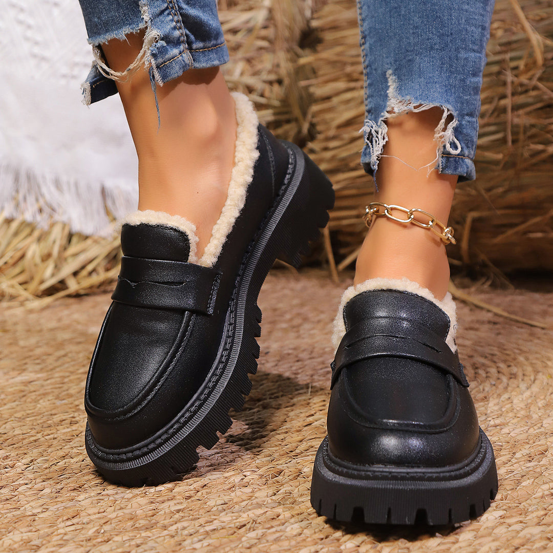 Mocasines para mujer con interior afelpado y suela robusta - Elira