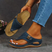 Celine - Sandalias de cuña para mujer con puntera de clip en piel de PU