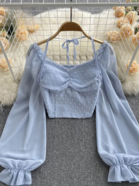 Milly - Blusa veraniega de moda con lunares y lazada