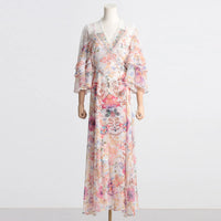 Vestido hada cuello pico - Entallado con motivo floral