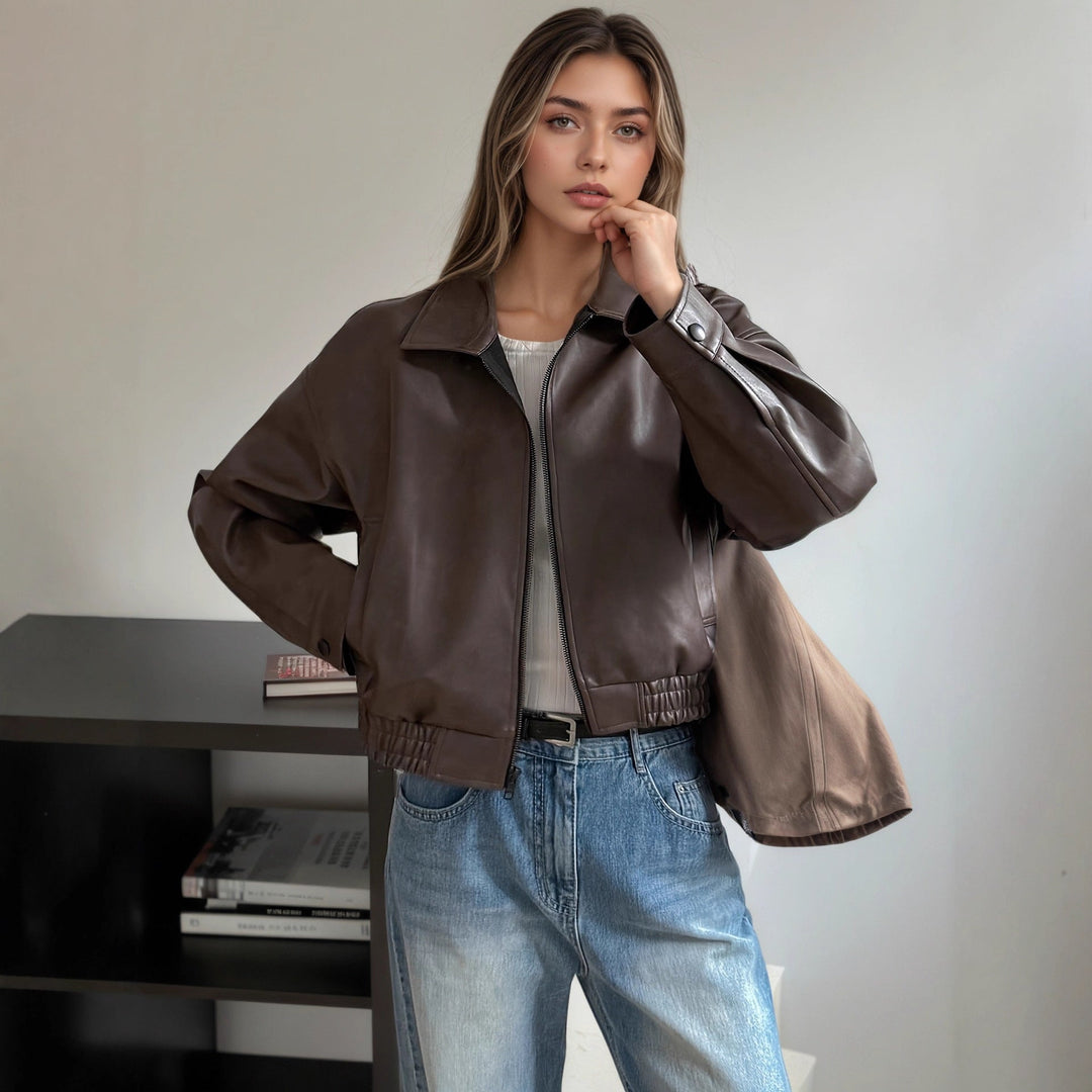 Chaqueta de cuero de manga larga para mujer - Elvira