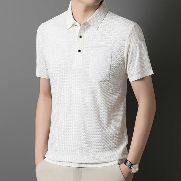 Polo para hombre de tejido geométrico con bolsillo frontal - Marcelo