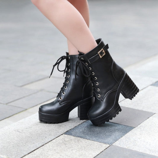 Uhsha - Botas con cordones y hebillas