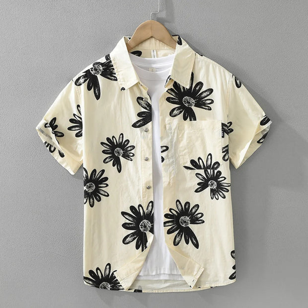 Camisa casual hombre algodón estampado floral manga corta - Rodrigo