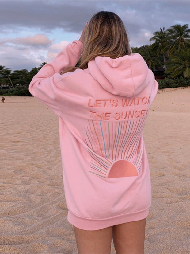 Ophelia - Suave sudadera con capucha para mujer inspirada en la puesta de sol