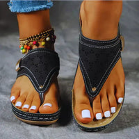 Celine - Sandalias de cuña para mujer con puntera de clip en piel de PU