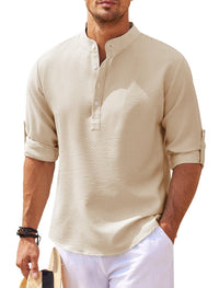 Camisa para hombre cuello mao algodón ligero estilo casual - Adrián
