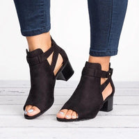Botines para mujer ante sintético de abertura frontal con tacón bloque - Mireia