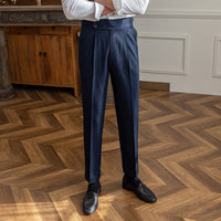 Henry - Pantalón recto de talle alto Nápoles a rayas doradas y plateadas
