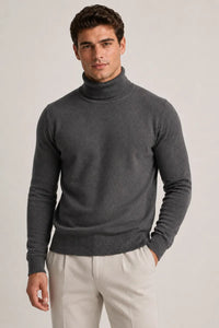 Jersey hombre cuello vuelto slim fit punto liso - Caspar