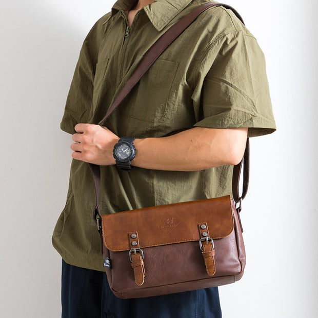 Bolso bandolera para hombre cuero sintético hebillas vintage - Mateo