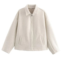 Chaqueta corta de lana con cremallera para mujer - Sonia