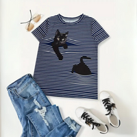 Lonneke - Elegante camisa de mujer con estampado de gato