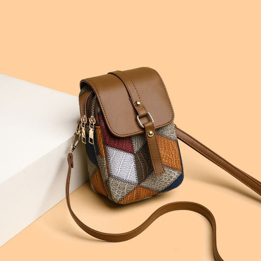 Bolso bandolera para mujer de piel sintética con bolsillo frontal estilo compacto - Daniela