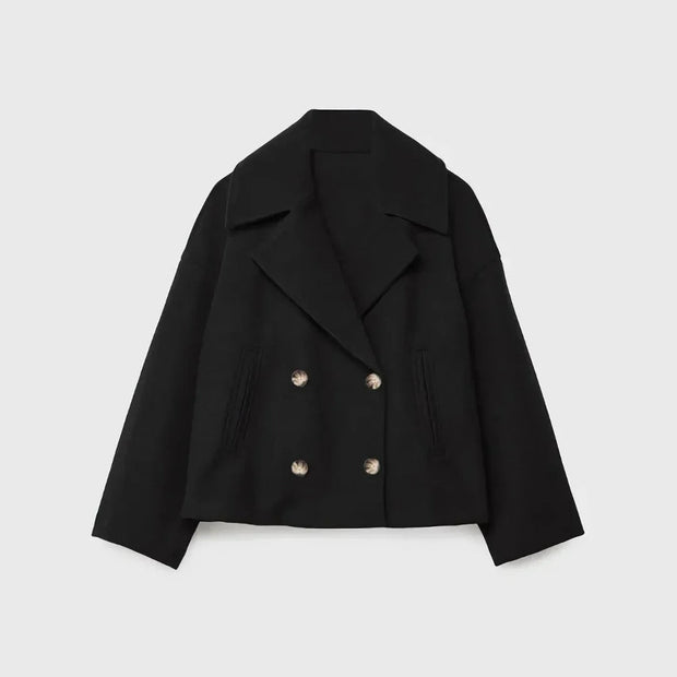 Chaqueta corta de lana con doble botonadura para mujer - Heidi