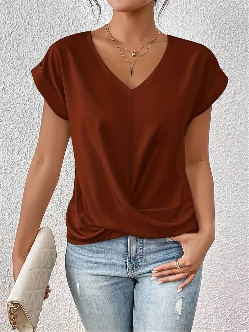 Leslie - Camiseta casual de manga corta para mujer