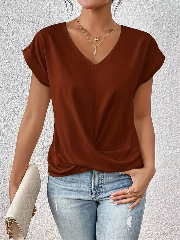 Leslie - Camiseta casual de manga corta para mujer
