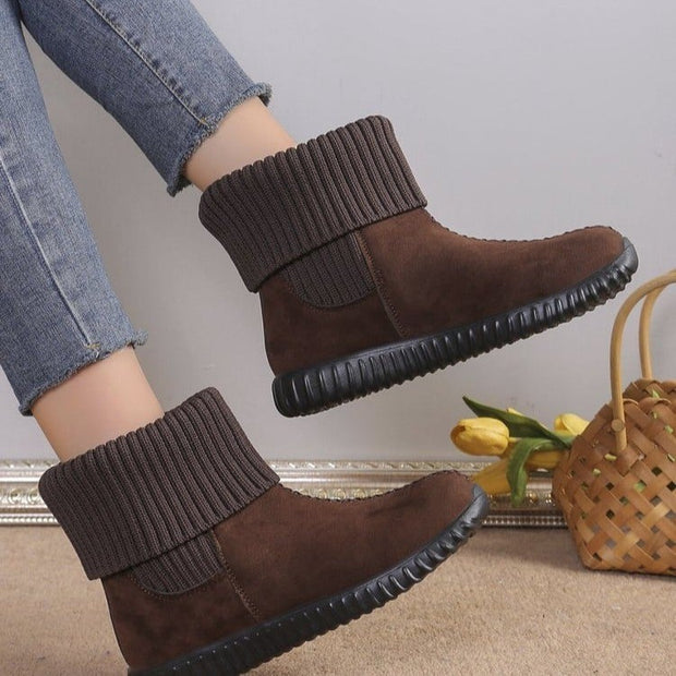 Botines para mujer estilo invernal con puño de punto - Pilar