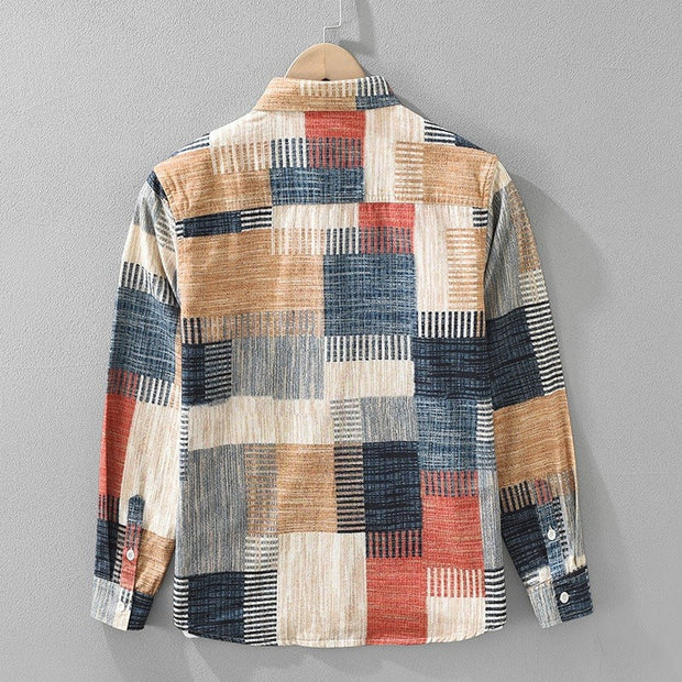 Camisa para hombre algodón estampado patchwork estilo casual - Hector