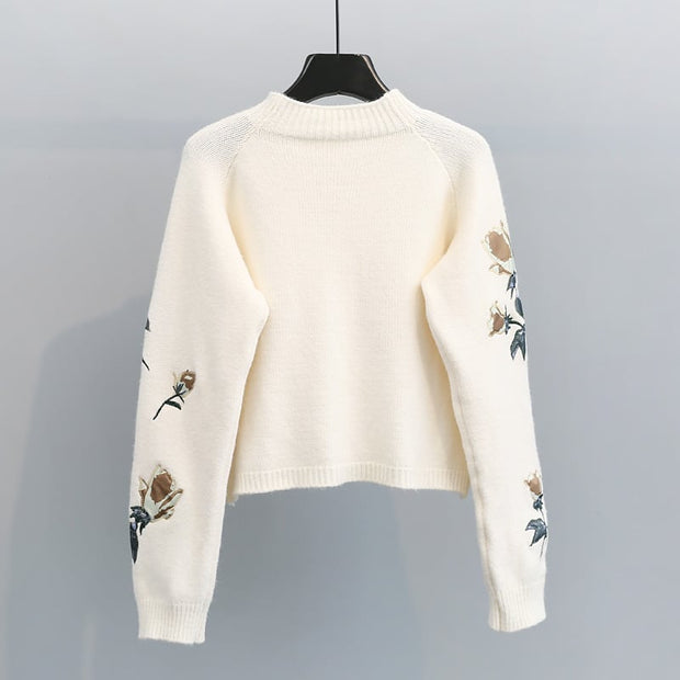 Jersey de punto para mujer con bordado floral - Adrienne