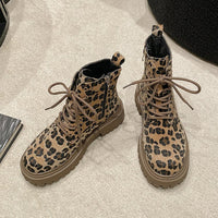 Botines de invierno para mujer con cordones y estampado animal - Samantha
