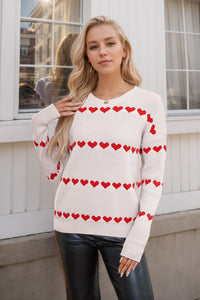 Pullover para mujer con estampado de corazones y cuello redondo - Rúnael