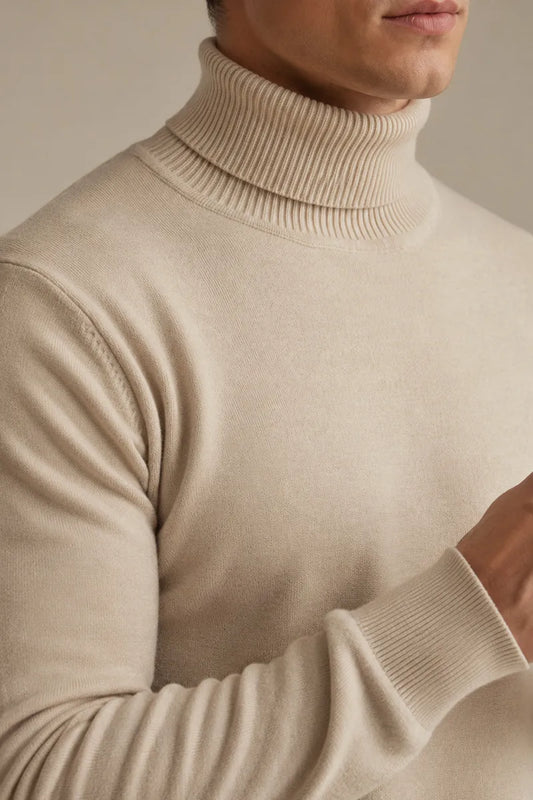 Jersey hombre cuello vuelto slim fit punto liso - Caspar