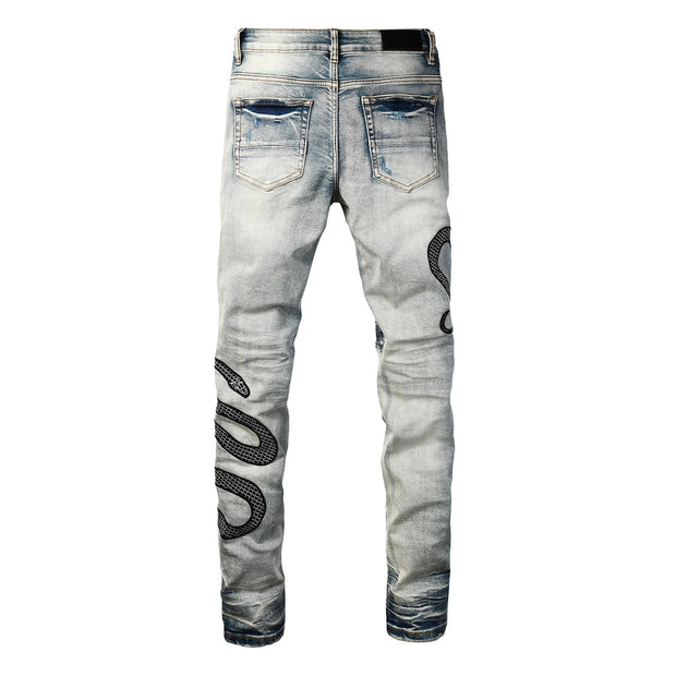 Pantalones vaqueros slim con estampado serpiente - Eldric