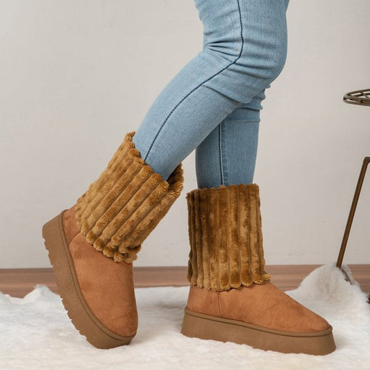 Botas de invierno para mujer con caña de pelo acanalado - Romina