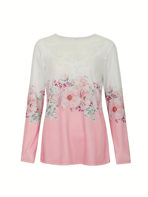 Sissy - Camiseta con estampado floral y detalles de encaje
