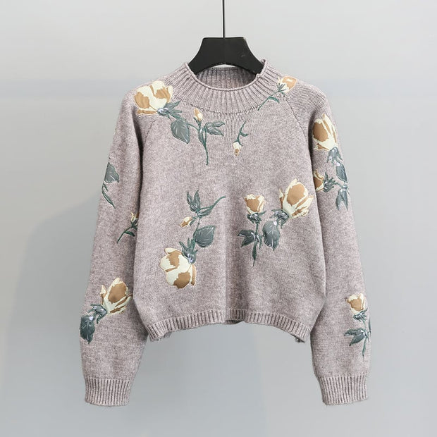 Jersey de punto para mujer con bordado floral - Adrienne